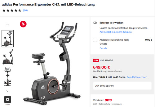 Otto.de - 20% Rabatt auf adidas: z.B. adidas Performance Ergometer C-21 (12 Fitnessprogramme) Otto.de - 20% Rabatt auf adidas: z.B. adidas Performance Ergometer C-21 (12 Fitnessprogramme)