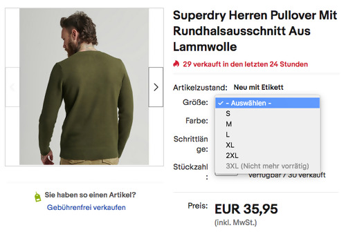 Superdry Herren Pullover aus Lammwolle in Ländlich Grün oder Schwarz, S - XXL Superdry Herren Pullover aus Lammwolle in Ländlich Grün oder Schwarz, S - XXL