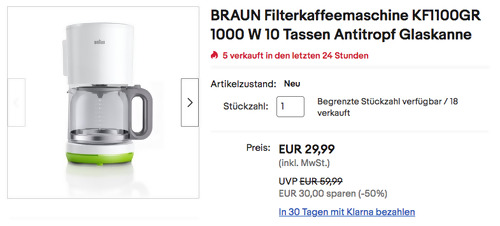 BRAUN Filterkaffeemaschine KF1100GR in Weiß/Grün, OptiBrew System - jetzt 32% billiger BRAUN Filterkaffeemaschine KF1100GR in Weiß/Grün, OptiBrew System - jetzt 32% billiger