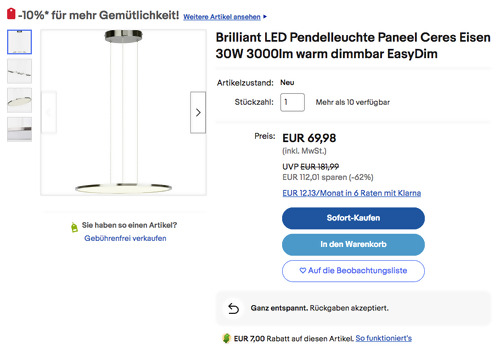 Brilliant G93694/13 30W LED Pendelleuchte Paneel Ceres (120x45 cm, 3000lm, Warmweiß, EasyDim) - jetzt 10% billiger Brilliant G93694/13 30W LED Pendelleuchte Paneel Ceres (120x45 cm, 3000lm, Warmweiß, EasyDim) - jetzt 10% billiger