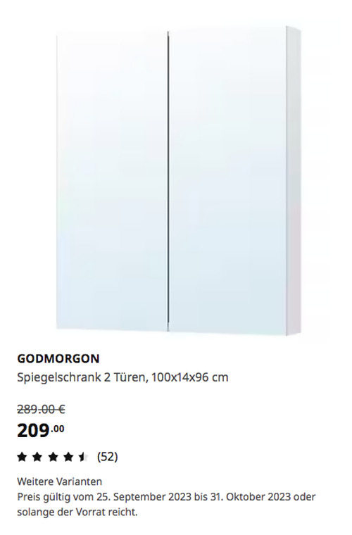 IKEA Braunschweig - GODMORGON Spiegelschrank 2 Türen, Spiegelglas, 100x14x96 cm IKEA Braunschweig - GODMORGON Spiegelschrank 2 Türen, Spiegelglas, 100x14x96 cm
