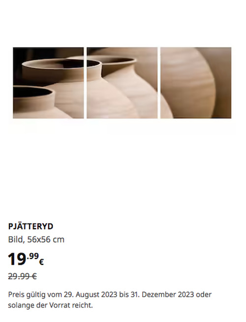 IKEA Frankfurt - PJÄTTERYD Bild, Getöpfertes in einer Reihe, 56x56 cm, 3 Stück - jetzt 33% billiger