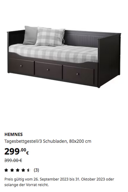 IKEA Kaarst - HEMNES Tagesbettgestell/3 Schubladen, schwarzbraun, 80x200 cm - jetzt 25% billiger