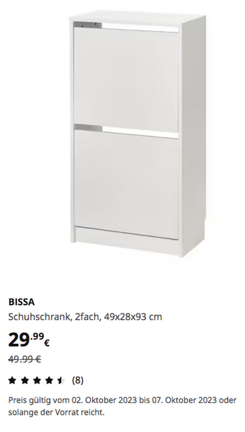 IKEA Sindelfingen - BISSA Schuhschrank, 2fach, weiß, 49x28x93 cm IKEA Sindelfingen - BISSA Schuhschrank, 2fach, weiß, 49x28x93 cm