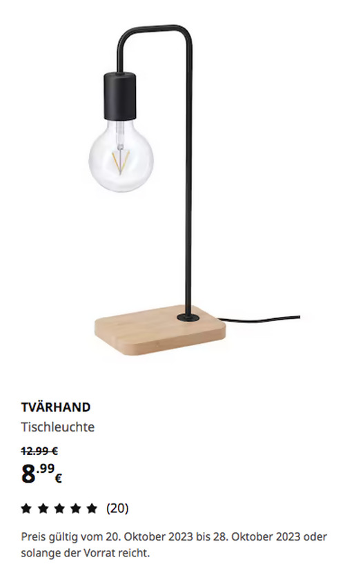 IKEA Wetzlar - TVÄRHAND Tischleuchte, schwarz/Bambus, 47 cm hoch - jetzt 31% billiger IKEA Wetzlar - TVÄRHAND Tischleuchte, schwarz/Bambus, 47 cm hoch - jetzt 31% billiger