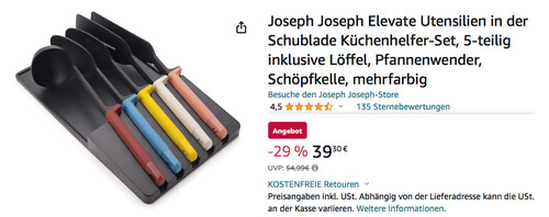 Joseph Joseph Elevate Utensilien in der Schublade Küchenhelfer-Set, 5-teilig - jetzt 20% billiger Joseph Joseph Elevate Utensilien in der Schublade Küchenhelfer-Set, 5-teilig - jetzt 20% billiger