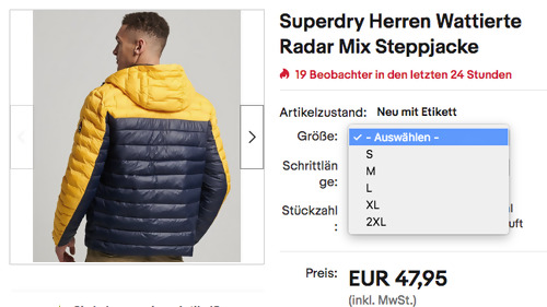 Superdry Herren Wattierte Radar Mix Steppjacke, S- 2XL Superdry Herren Wattierte Radar Mix Steppjacke, S- 2XL