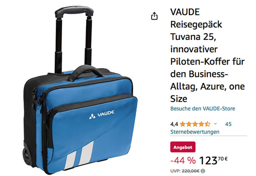 VAUDE Reisegepäck Tuvana 25 in Azure - innovativer Piloten-Koffer für den Business-Alltag VAUDE Reisegepäck Tuvana 25 in Azure - innovativer Piloten-Koffer für den Business-Alltag