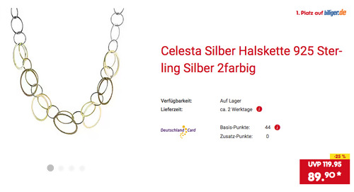 Celesta 45 cm Damen-Collier "Kreise" in Farbe Silber/Gold, 925 Sterling Silber Celesta 45 cm Damen-Collier "Kreise" in Farbe Silber/Gold, 925 Sterling Silber