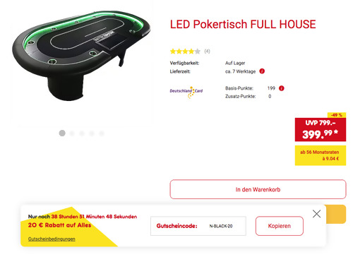 Home Deluxe LED-Pokertisch FULL HOUSE, ca. 215 x 106 x 78 cm Home Deluxe LED-Pokertisch FULL HOUSE, ca. 215 x 106 x 78 cm