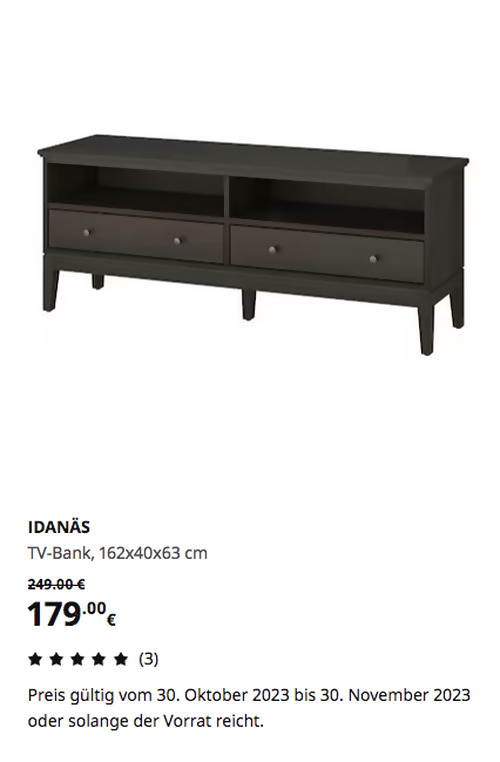 IKEA Braunschweig - IDANÄS TV-Bank, dunkelbraun lasiert, 162x40x63 cm IKEA Braunschweig - IDANÄS TV-Bank, dunkelbraun lasiert, 162x40x63 cm