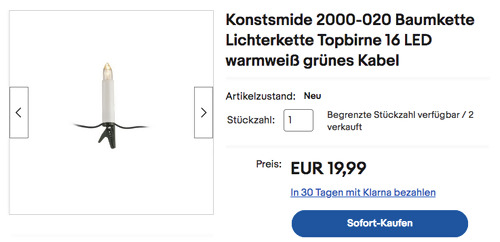 Konstsmide 2000-020 16 LED-Baumkette (Topbirnen, warmweiß, 835 cm) Konstsmide 2000-020 16 LED-Baumkette (Topbirnen, warmweiß, 835 cm)