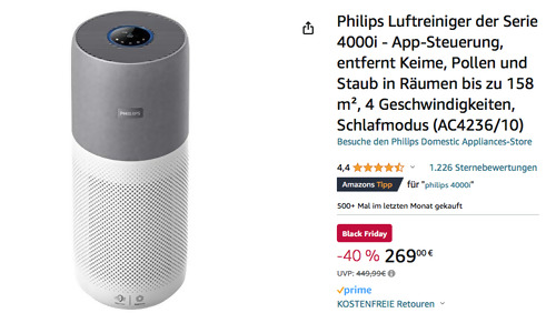 Philips AC4236/10 Luftreiniger - entfernt Keime, Pollen und Staub in Räumen bis zu 158 m² Philips AC4236/10 Luftreiniger - entfernt Keime, Pollen und Staub in Räumen bis zu 158 m²