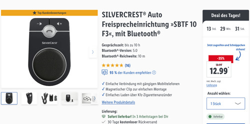 SILVERCREST Auto Bluetooth-Freisprecheinrichtung "SBTF 10 F3" SILVERCREST Auto Bluetooth-Freisprecheinrichtung "SBTF 10 F3"