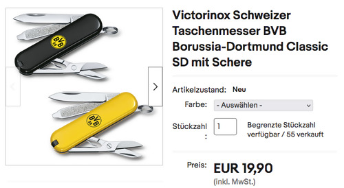 Victorinox Schweizer Taschenmesser BVB Borussia-Dortmund Classic SD mit Schere in Schwarz oder Gelb Victorinox Schweizer Taschenmesser BVB Borussia-Dortmund Classic SD mit Schere in Schwarz oder Gelb