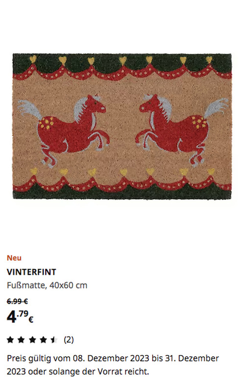 IKEA Köln-Godorf - VINTERFINT Fußmatte, naturfarben/beige Pferd, 40x60 cm - jetzt 31% billiger