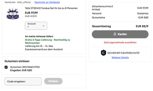 Tefal EF351412 Fondue Set (bis zu 8 Personen, 800 Watt) - jetzt 10% billiger