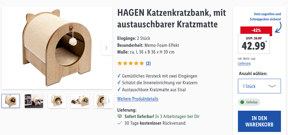 36 x (ca. H... 48,94€ Katzenkratzbank für L B x 36 (-25%) HAGEN