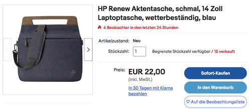 HP Renew 14 Zoll Aktentasche in Navy, schmal - jetzt 41% billiger HP Renew 14 Zoll Aktentasche in Navy, schmal - jetzt 41% billiger