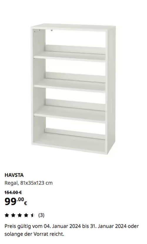 IKEA Braunschweig - HAVSTA Regal, weiß, 81x35x123 cm - jetzt 36% billiger IKEA Braunschweig - HAVSTA Regal, weiß, 81x35x123 cm - jetzt 36% billiger
