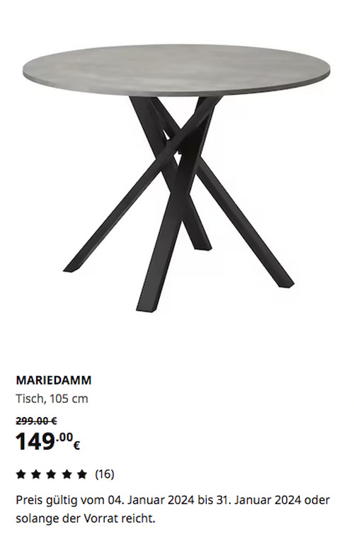 IKEA Rostock - MARIEDAMM Tisch, dunkelgrau, 105 cm - jetzt 50% billiger