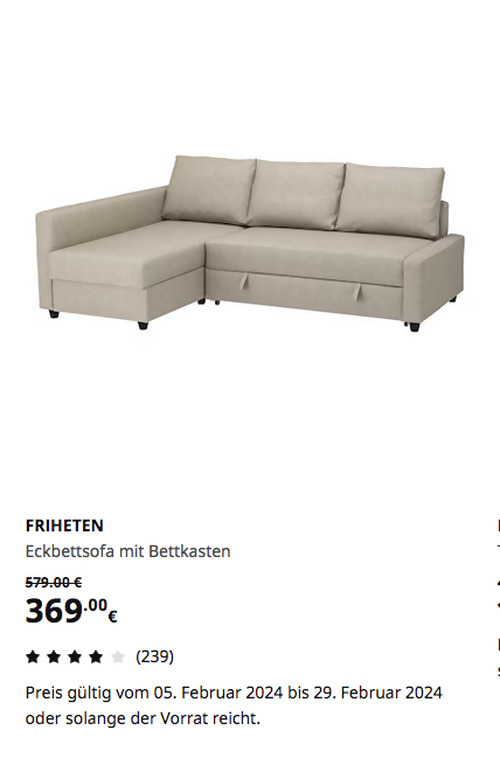 IKEA Düsseldorf - FRIHETEN Eckbettsofa mit Bettkasten, Hyllie beige - jetzt 36% billiger IKEA Düsseldorf - FRIHETEN Eckbettsofa mit Bettkasten, Hyllie beige - jetzt 36% billiger