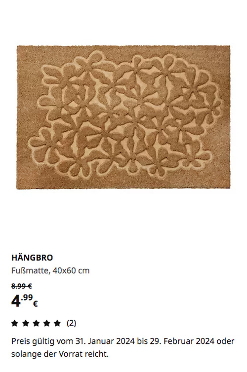 IKEA Hamburg-Moorfleet - VÄGRÄCKE Fußmatte, naturfarben/beige, 40x60 cm - jetzt 44% billiger IKEA Hamburg-Moorfleet - VÄGRÄCKE Fußmatte, naturfarben/beige, 40x60 cm - jetzt 44% billiger