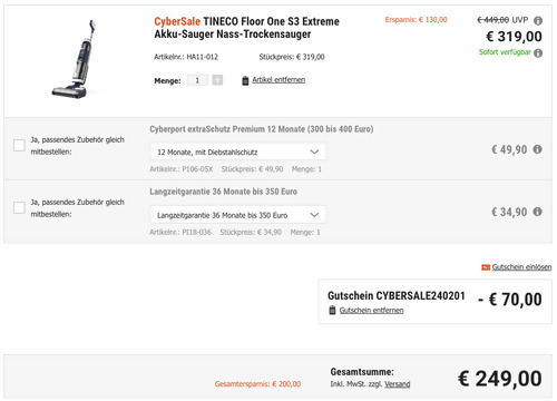 TINECO Floor One S3 Extreme Akku Nass-Trocken-Sauger in Blau, iLoop Smart Sensor Technologie - jetzt 22% billiger