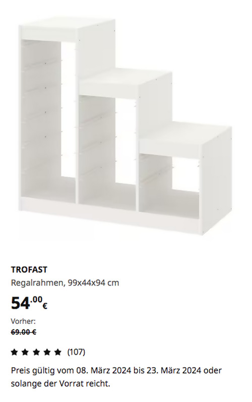 IKEA Dortmund - TROFAST Regalrahmen, weiß, 99x44x94 cm - jetzt 22% billiger IKEA Dortmund - TROFAST Regalrahmen, weiß, 99x44x94 cm - jetzt 22% billiger