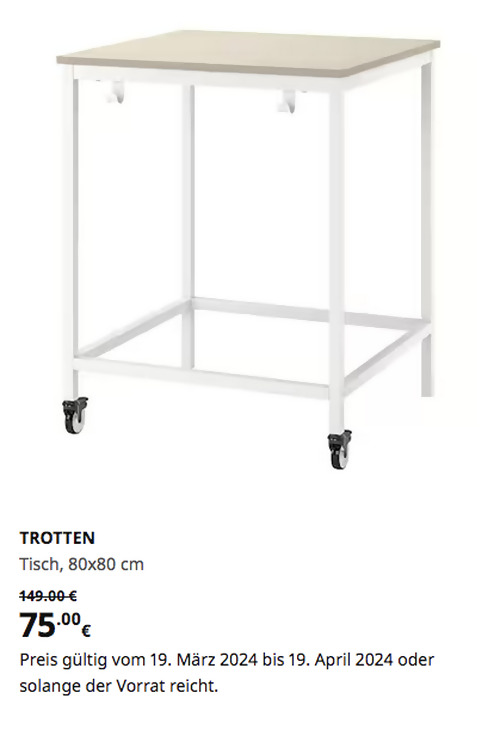 IKEA Magdeburg - TROTTEN Tisch, beige/weiß, 80x80 cm - jetzt 50% billiger IKEA Magdeburg - TROTTEN Tisch, beige/weiß, 80x80 cm - jetzt 50% billiger