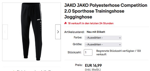JAKO Competition 2.0 Sporthose, versch. Farben und Größen (S - 4XL) - jetzt 25% billiger JAKO Competition 2.0 Sporthose, versch. Farben und Größen (S - 4XL) - jetzt 25% billiger