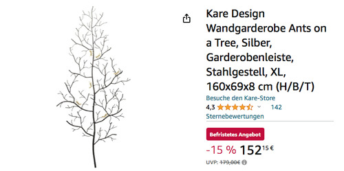 Kare Design 84172 Wandgarderobe "Ants on a Tree" (Stahlgestell, 160x69x8 cm) - jetzt 15% billiger Kare Design 84172 Wandgarderobe "Ants on a Tree" (Stahlgestell, 160x69x8 cm) - jetzt 15% billiger