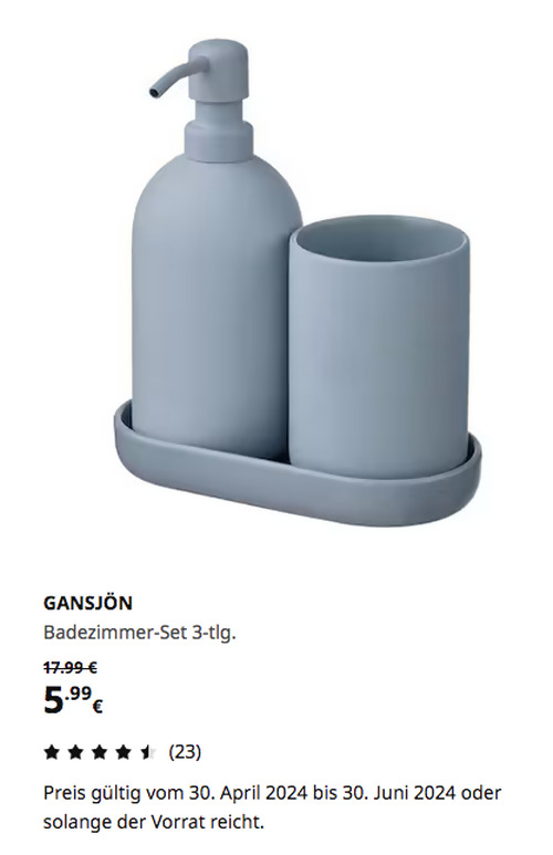 IKEA Köln-Godorf - GANSJÖN Badezimmer-Set 3-tlg., hell graublau IKEA Köln-Godorf - GANSJÖN Badezimmer-Set 3-tlg., hell graublau