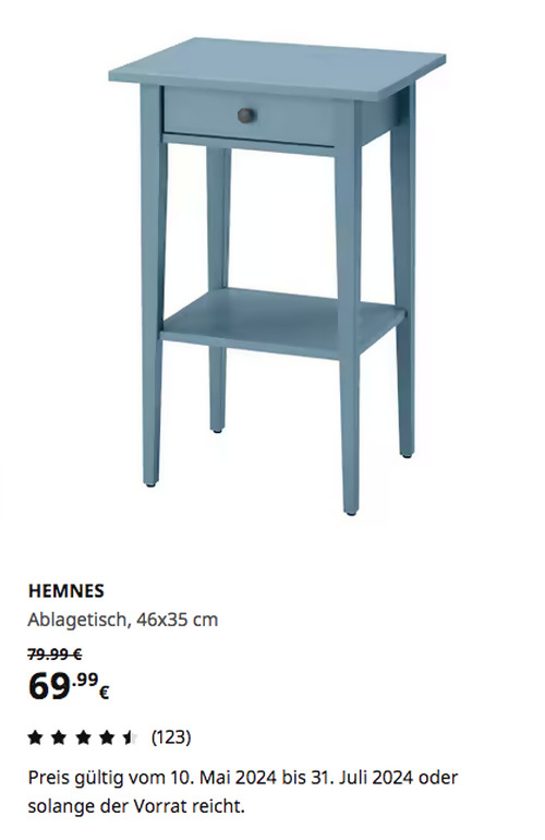 IKEA Wuppertal - HEMNES Ablagetisch, blau lasiert, 46x35 cm - jetzt 13% billiger IKEA Wuppertal - HEMNES Ablagetisch, blau lasiert, 46x35 cm - jetzt 13% billiger