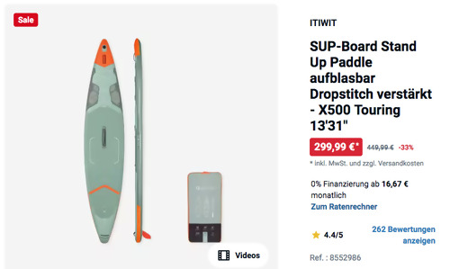 ITIWIT SUP-Board X500 Touring 13'31" (aufblasbar, Dropstitch verstärkt) ITIWIT SUP-Board X500 Touring 13'31" (aufblasbar, Dropstitch verstärkt)