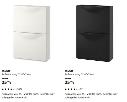 IKEA Berlin-Tempelhof - TRONES Aufbewahrung, 52x18x39 cm, 2 Stück, weiß oder schwarz - jetzt 29% billiger IKEA Berlin-Tempelhof - TRONES Aufbewahrung, 52x18x39 cm, 2 Stück, weiß oder schwarz - jetzt 29% billiger