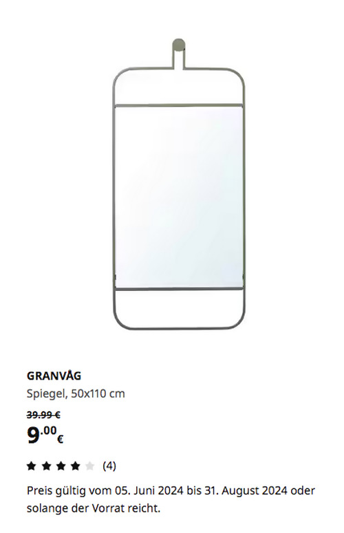 IKEA Dresden - GRANVÅG Spiegel, Wandaufhängung/grün, 50x110 cm - jetzt 77% billiger IKEA Dresden - GRANVÅG Spiegel, Wandaufhängung/grün, 50x110 cm - jetzt 77% billiger