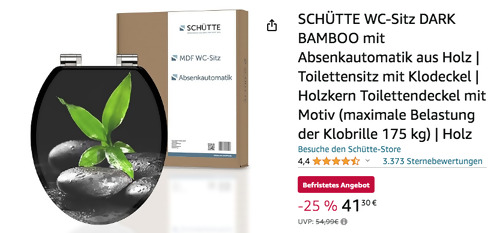 SCHÜTTE WC-Sitz DARK BAMBOO mit Absenkautomatik, Holz - jetzt 8% billiger SCHÜTTE WC-Sitz DARK BAMBOO mit Absenkautomatik, Holz - jetzt 8% billiger