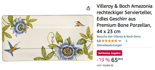 Villeroy & Boch 44 x 23 cm Amazonia Servierteller, Premium Bone Porzellan - jetzt 8% billiger Villeroy & Boch 44 x 23 cm Amazonia Servierteller, Premium Bone Porzellan - jetzt 8% billiger
