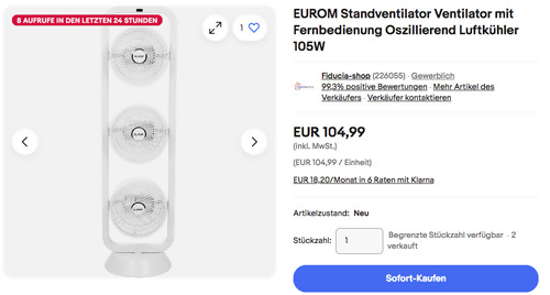 EUROM Vento 3D Triple Standventilator - jetzt 8% billiger EUROM Vento 3D Triple Standventilator - jetzt 8% billiger