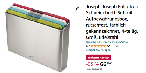 Joseph Joseph 60226 Folio Icon Schneidebrett-Set mit Aufbewahrungsbox, 26 x 35.7 x 7.5 cm - jetzt 16% billiger