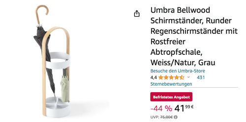 Umbra 320240-668 Bellwood Schirmständer in Weiß/Natur - jetzt 7% billiger Umbra 320240-668 Bellwood Schirmständer in Weiß/Natur - jetzt 7% billiger