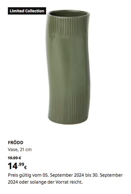 IKEA Hamburg-Altona - FRÖDD Vase, dunkelgrün, 21 cm IKEA Hamburg-Altona - FRÖDD Vase, dunkelgrün, 21 cm