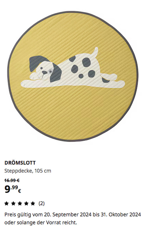 IKEA Hamburg-Moorfleet - DRÖMSLOTT Steppdecke, Welpenmuster Punkte/gelb weiß, 105 cm IKEA Hamburg-Moorfleet - DRÖMSLOTT Steppdecke, Welpenmuster Punkte/gelb weiß, 105 cm