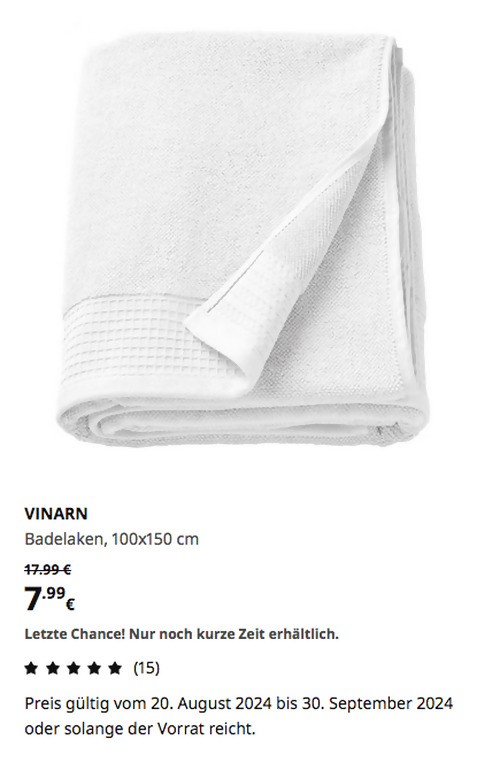 IKEA Rostock - VINARN Badelaken, weiß, 100x150 cm IKEA Rostock - VINARN Badelaken, weiß, 100x150 cm
