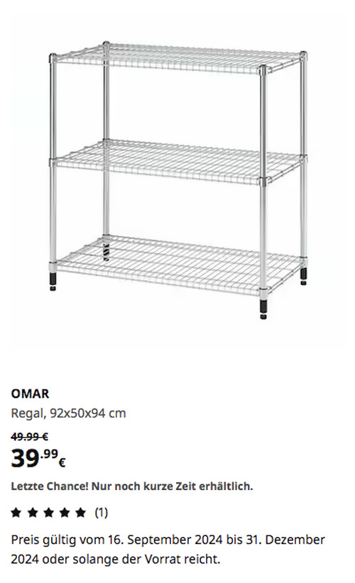 IKEA Kaarst - OMAR Regal, verzinkt, 92x50x94 cm IKEA Kaarst - OMAR Regal, verzinkt, 92x50x94 cm