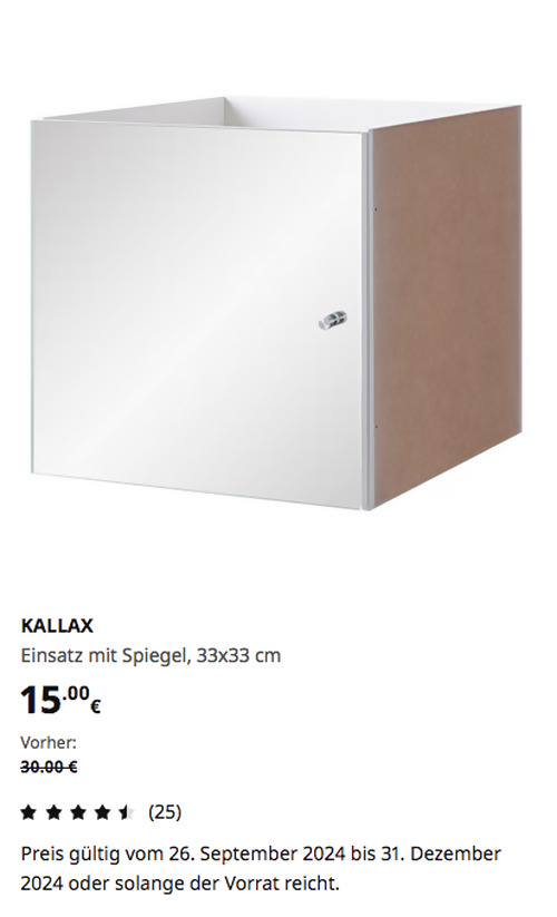 IKEA Kassel - KALLAX Einsatz mit Spiegel, 33x33 cm IKEA Kassel - KALLAX Einsatz mit Spiegel, 33x33 cm