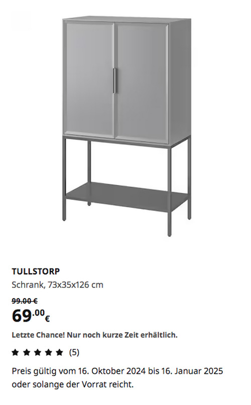 IKEA Magdeburg - TULLSTORP Schrank, grau, 73x35x126 cm IKEA Magdeburg - TULLSTORP Schrank, grau, 73x35x126 cm