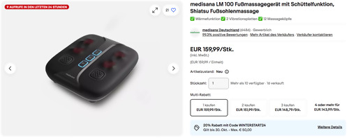 medisana LM 100 Fußmassagegerät (Schüttelfunktion, Shiatsu Fußsohlenmassage) medisana LM 100 Fußmassagegerät (Schüttelfunktion, Shiatsu Fußsohlenmassage)