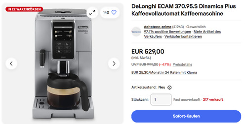 DeLonghi ECAM 370.95.S Dinamica Plus Kaffeevollautomat Kaffeemaschine DeLonghi ECAM 370.95.S Dinamica Plus Kaffeevollautomat Kaffeemaschine